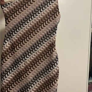 Brown and Cream Patterned mini Dress